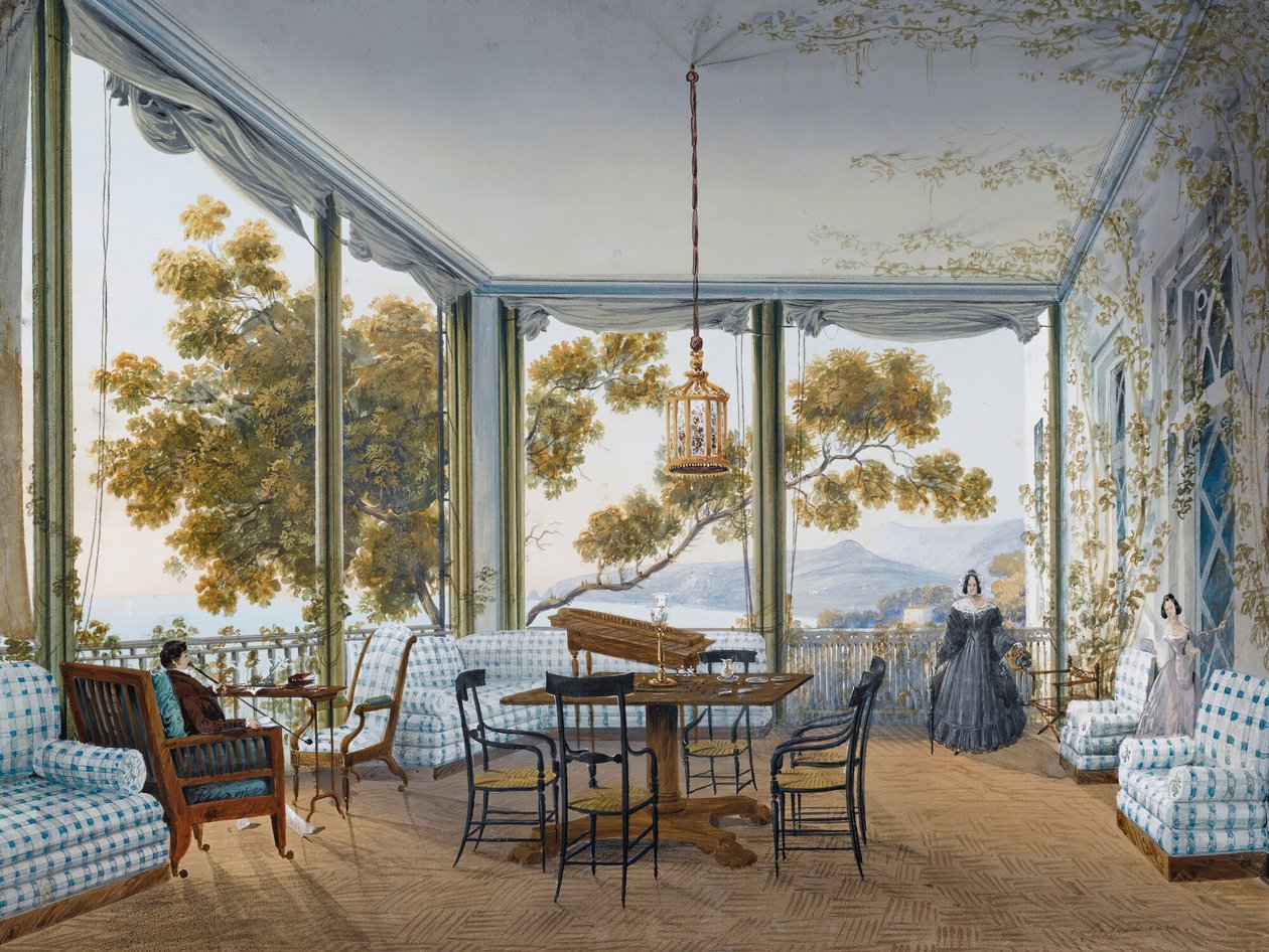 Wnętrze pałacu Naryszkinów w Miskhor, 1841-1842. autorstwa Carlo Bossoli
