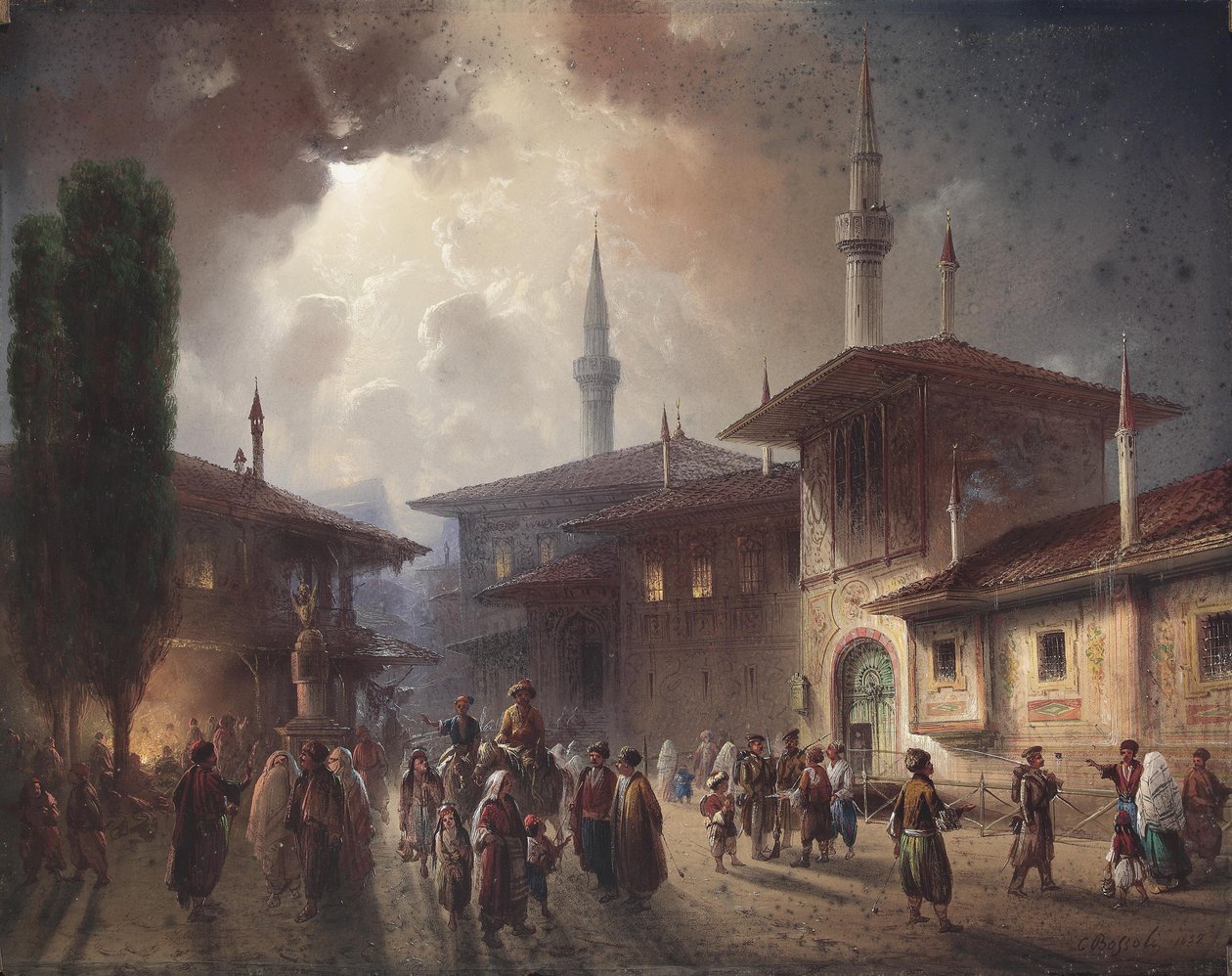Pałac Bachczysarajów Chanów, 1857 autorstwa Carlo Bossoli