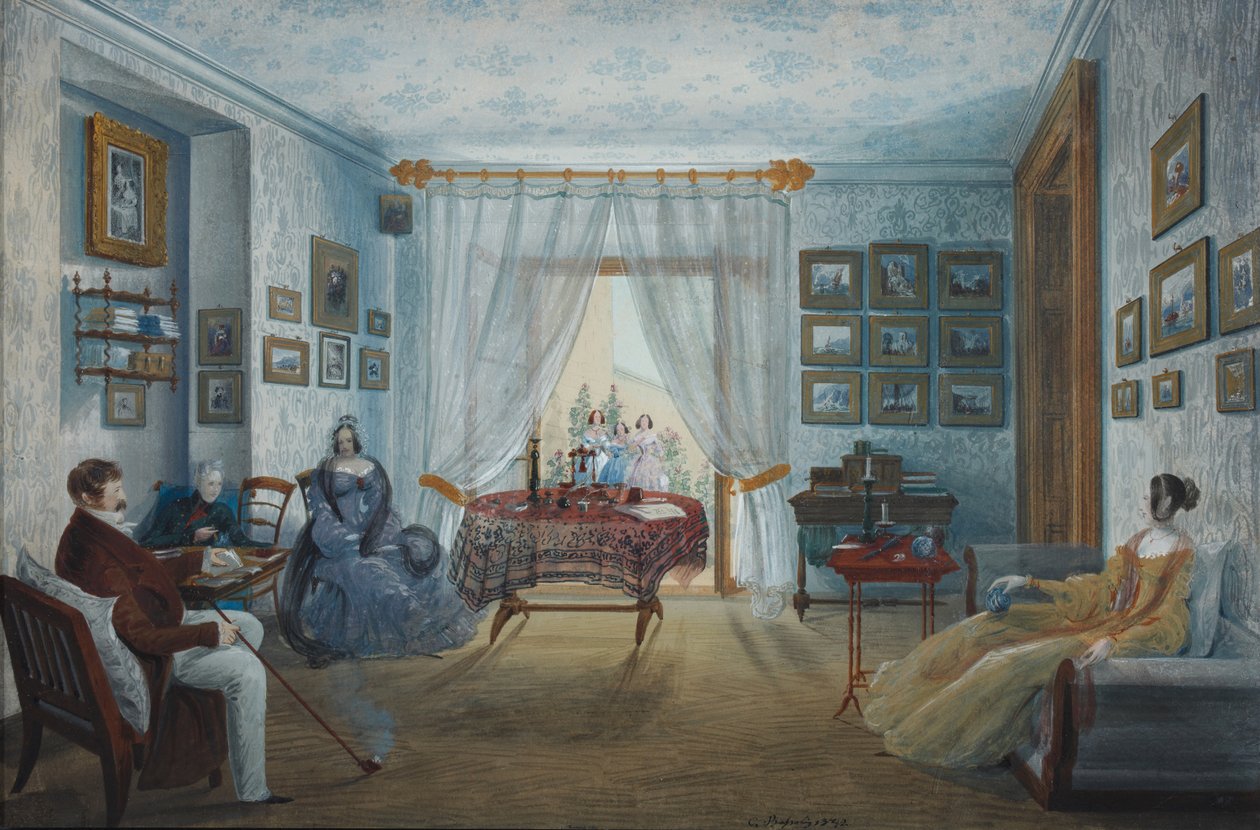 Salon w pałacu Naryszkinów w Miskhor, 1842 autorstwa Carlo Bossoli
