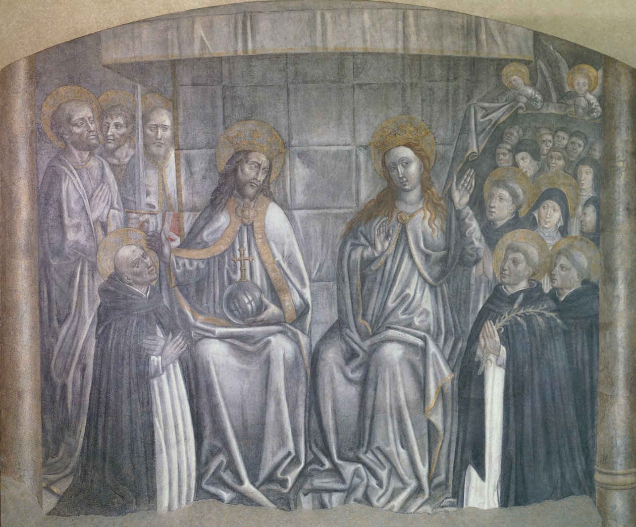 Chrystus dający świat św. Dominikowi w obecności Matki Boskiej, fresk Carlo Braccesco autorstwa Carlo Braccesco
