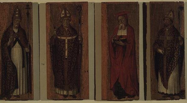 Św. Grzegorz, Św. Ambroży, Św. Augustyn, Św. Hieronim (poliptyk) autorstwa Carlo Braccesco