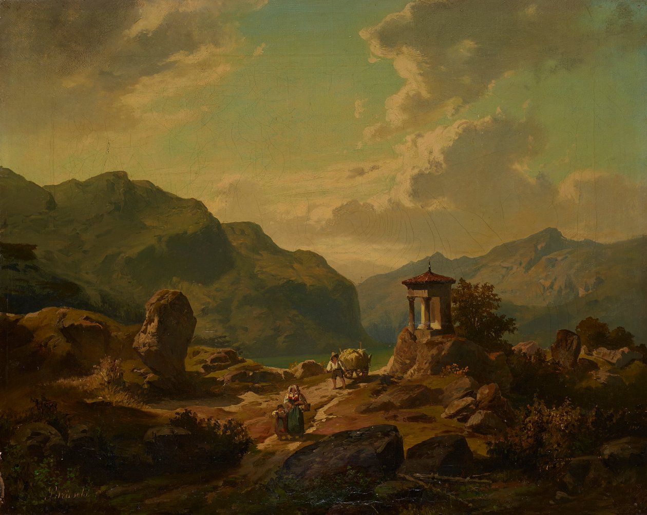 Górski krajobraz z jeziorem autorstwa Carlo Brioschi