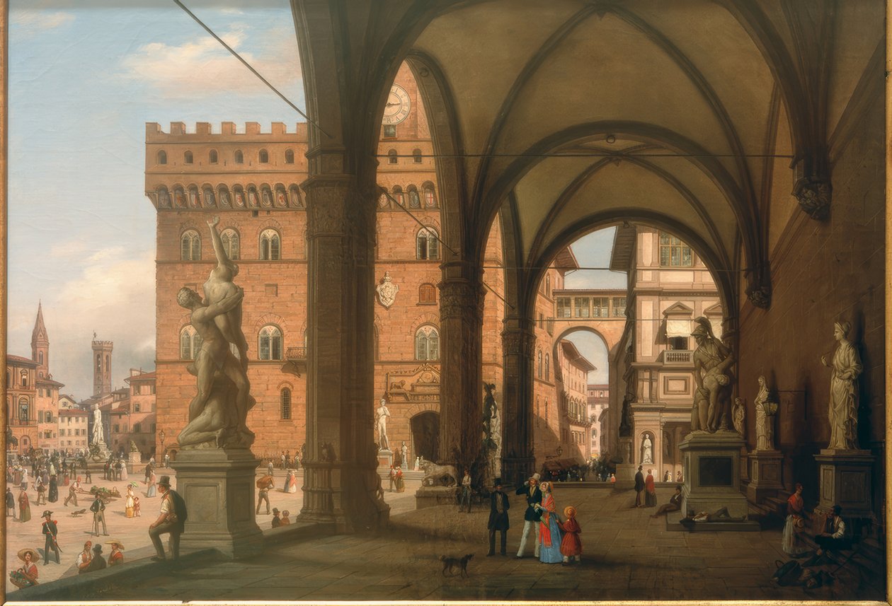 Widok na Piazza del Granduca widziany z Loggia dei Lanzi autorstwa Carlo Canella