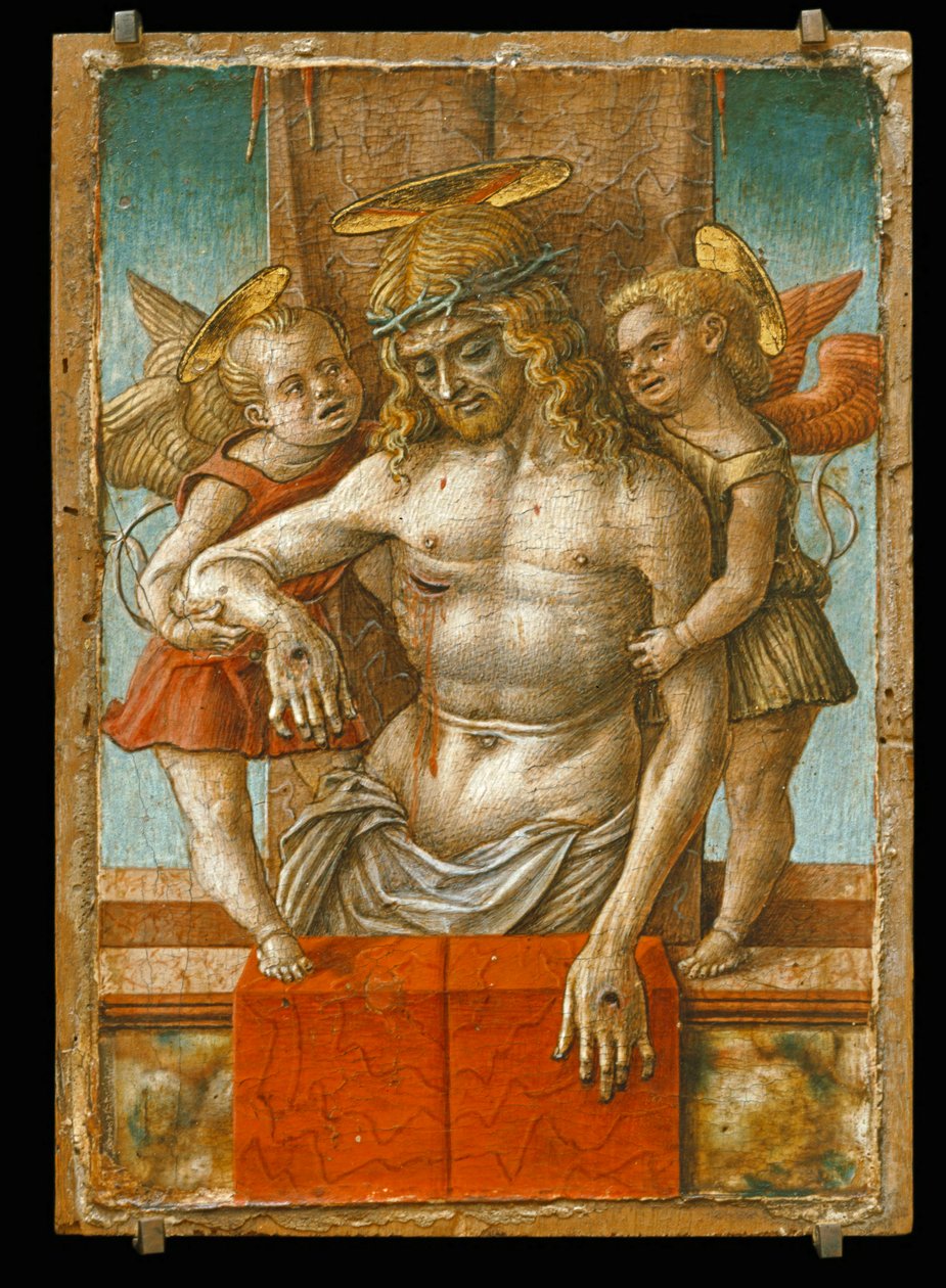 Martwy Chrystus podtrzymywany przez dwóch aniołów ... autorstwa Carlo Crivelli