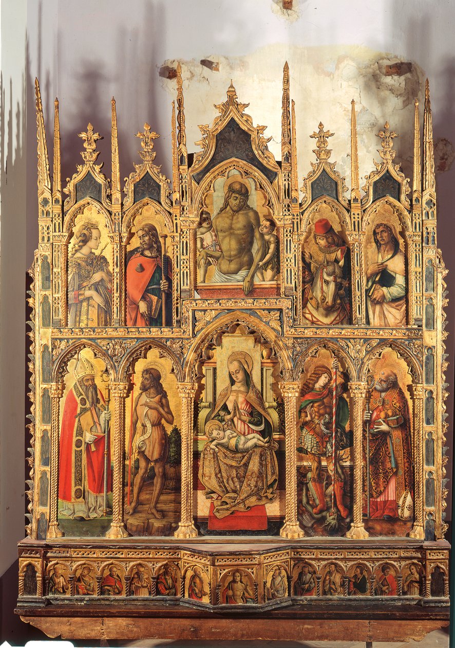 Madonna z Dzieciątkiem ze świętymi, poliptyk (tempera na desce) autorstwa Carlo Crivelli