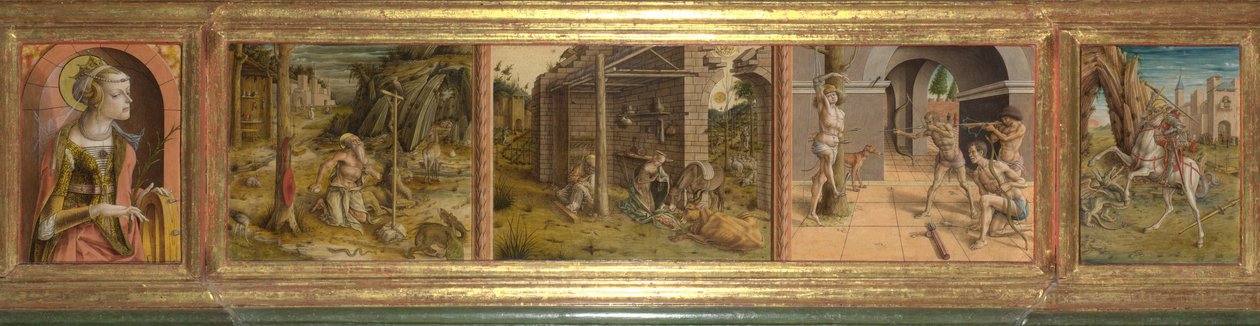 Predella z La Madonna della Rondine Madonna Jaskółki, po 1490 autorstwa Carlo Crivelli