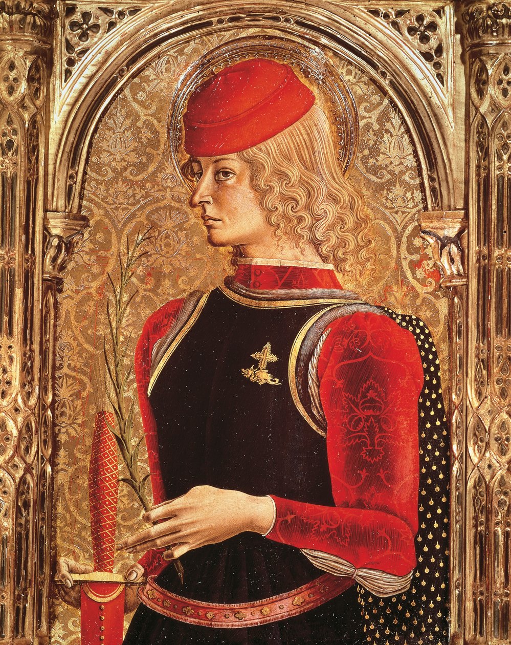 Przedstawienie św. Jerzego, fragment Ołtarza, autorstwa Carlo Crivelli (ok. 1430-1493). Kaplica Najświętszego Sakramentu, Katedra Ascoli Piceno, Marche. autorstwa Carlo Crivelli