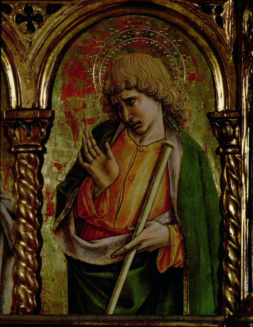 Św. Jakub Mniejszy, detal z poliptyku SantEmidio, tempera z 1473 r. na fragmencie deski z 76636 autorstwa Carlo Crivelli