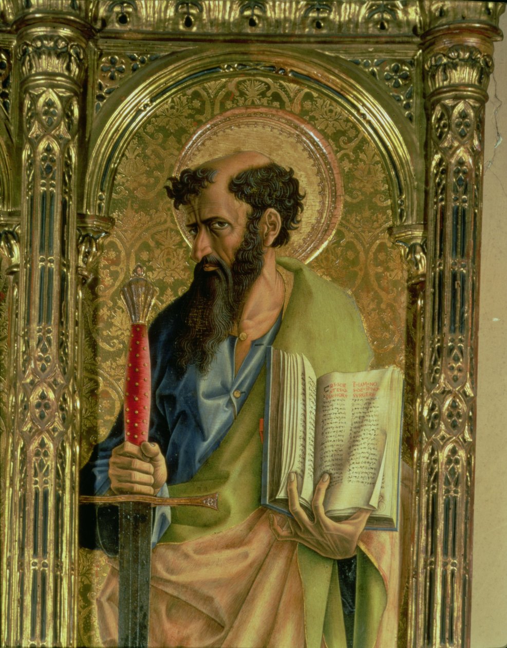 Św. Paweł, detal z poliptyku SantEmidio, tempera z 1473 r. na fragmencie płyty z 76636 i 76646 autorstwa Carlo Crivelli