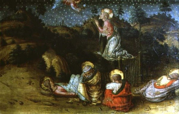 Agonia w ogrodzie, lewy panel predella z poliptyku San Silvestro autorstwa Carlo Crivelli