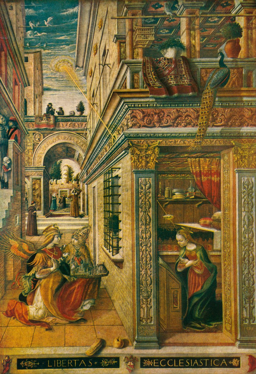 Zwiastowanie ze św. Emidiuszem, 1486, 1911 autorstwa Carlo Crivelli