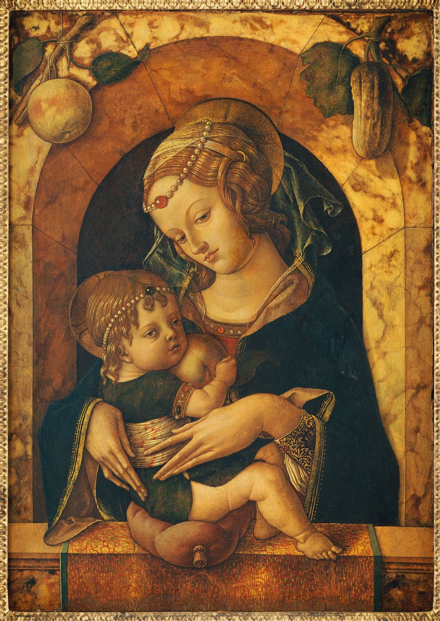 Madonna z Dzieciątkiem na marmurowym parapecie autorstwa Carlo Crivelli
