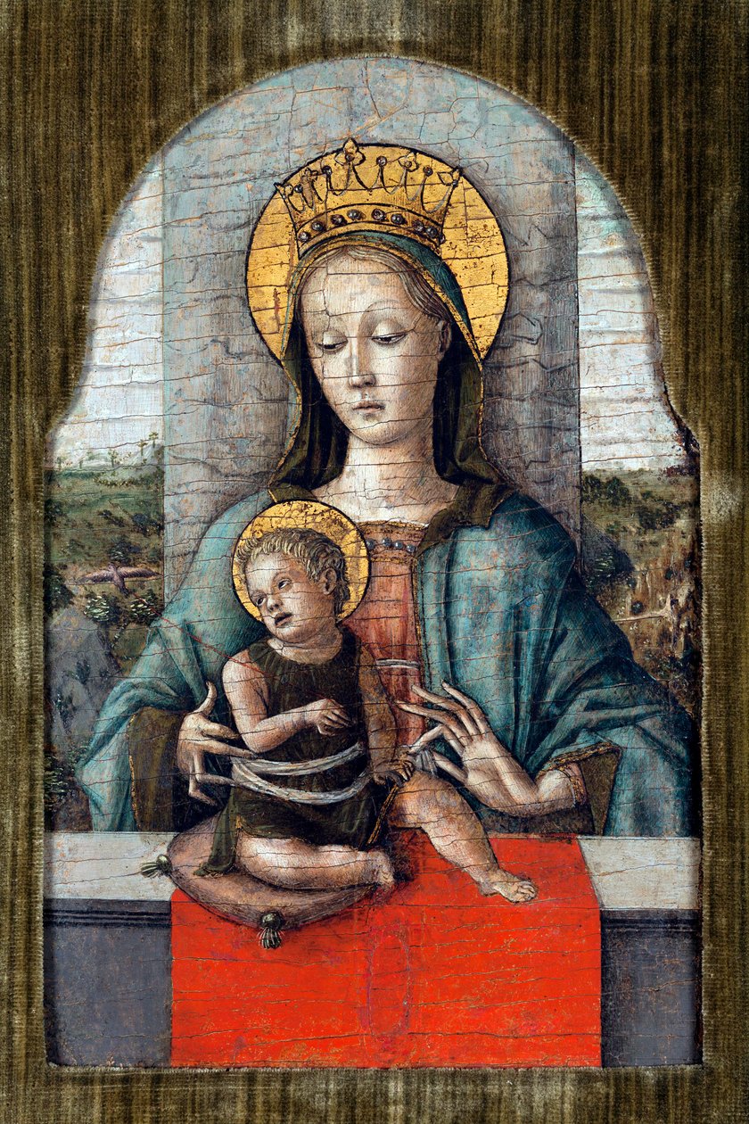 Dziewica z Dzieciątkiem par Crivelli, Carlo (ok. 1435-ok. 1495). Tempera na desce, format: 28x18, ok. 1455, Fundacja Cini, Wenecja autorstwa Carlo Crivelli