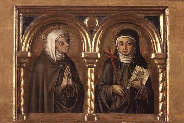 Niezidentyfikowana kobieta i św. Klara z Asyżu (panel predella) (detal 57606) autorstwa Carlo Crivelli