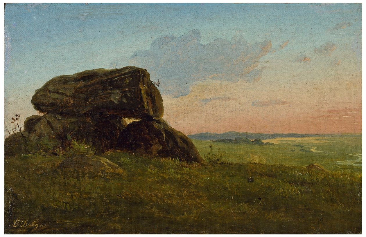 Wieczorny krajobraz z dolmenem. Studium. autorstwa Carlo Dalgas