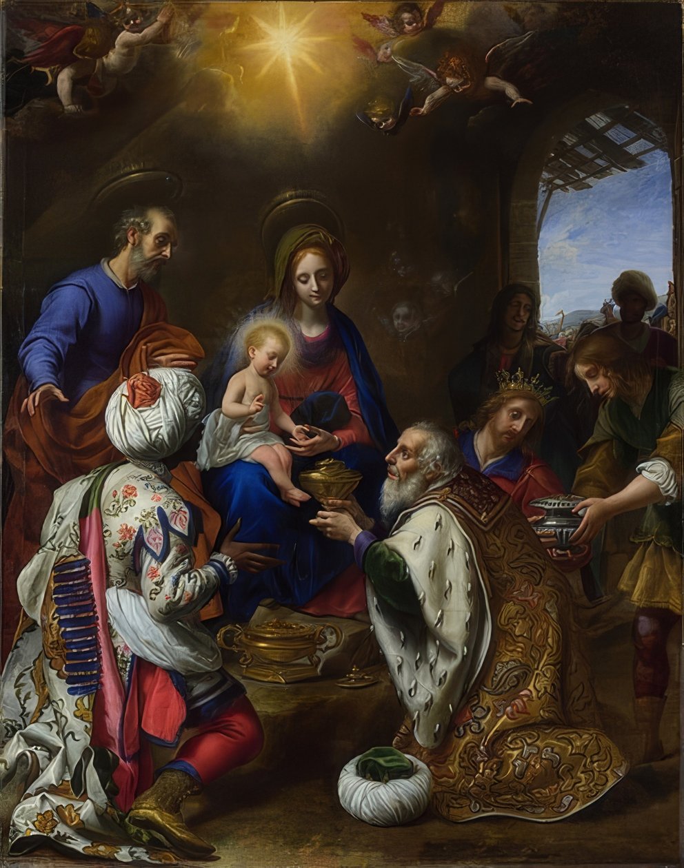 Adoracja Trzech Króli. 1649 autorstwa Carlo Dolci