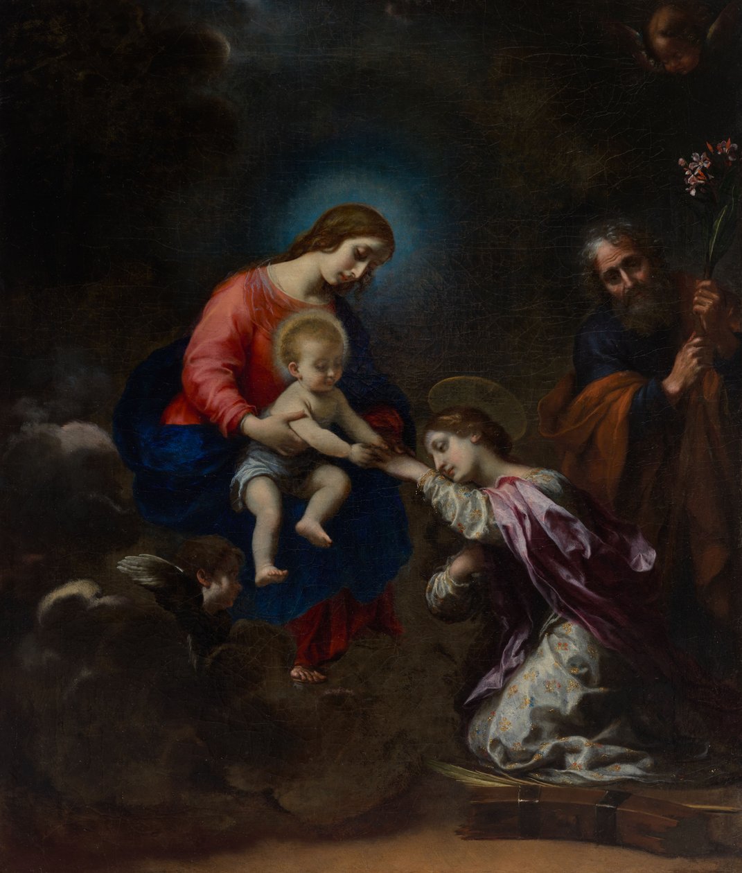 Mistyczne zaślubiny świętej Katarzyny Aleksandryjskiej autorstwa Carlo Dolci