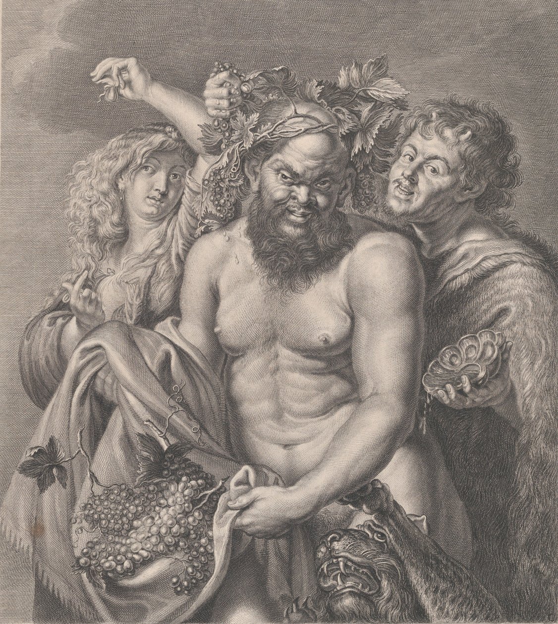 Bachus w towarzystwie Bachantki i Fauna, 1768 autorstwa Carlo Faucci