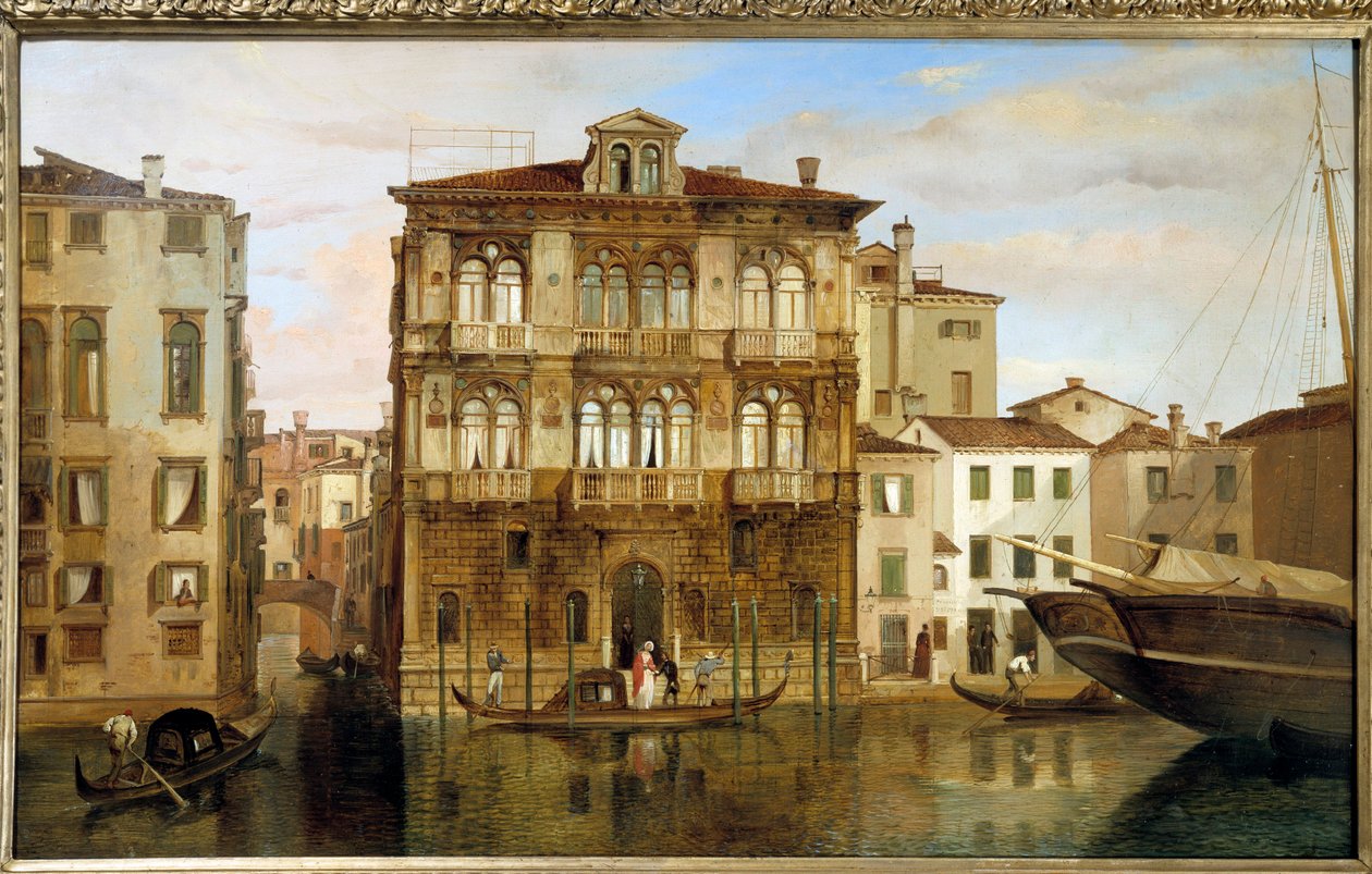 Maria Taglioni w gondoli przed swoim budynkiem w Wenecji, autorstwa Carlo Ferrari (1813-1871) autorstwa Carlo Ferrari