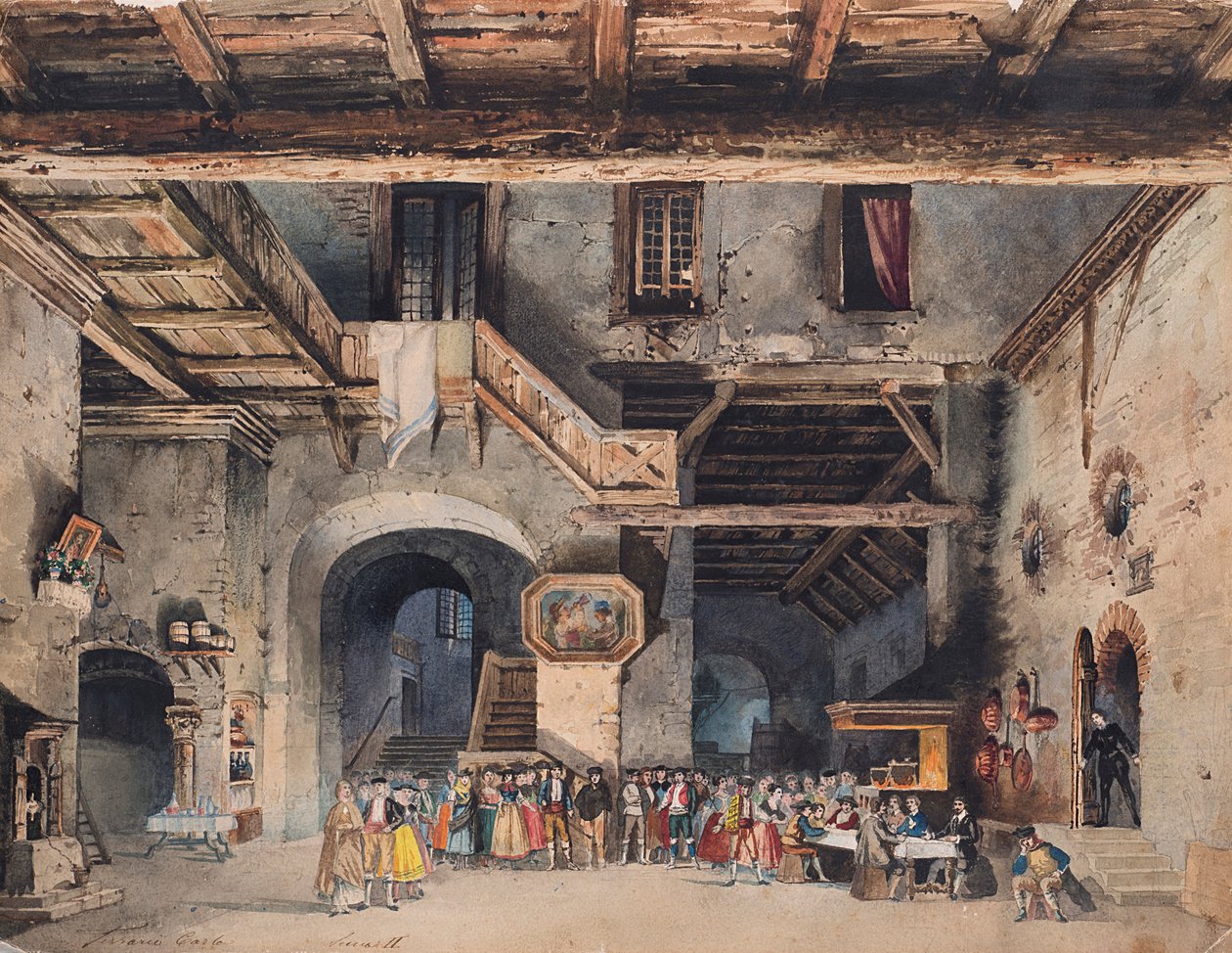 Scenografia do opery Siła przeznaczenia Giuseppe Verdiego. autorstwa Carlo Ferrario