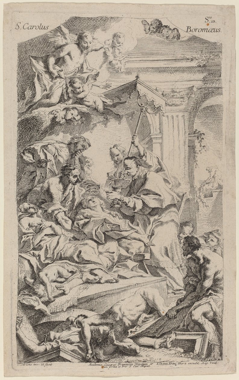San Carlo Borromeo udzielający ostatniej komunii ofiarom zarazy autorstwa Carlo Innocenzo Carlone