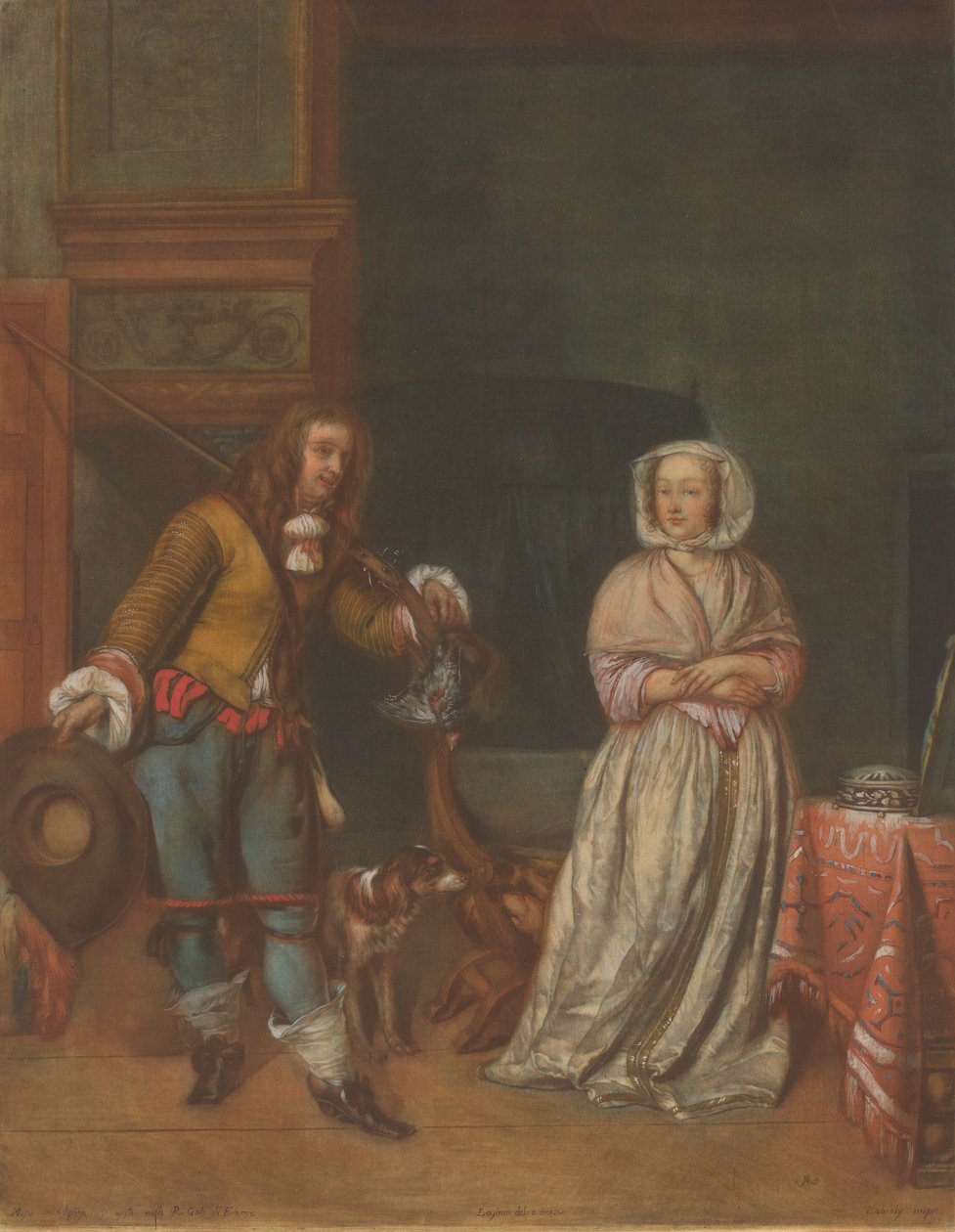 Łowca odwiedzający damę, 17831786. autorstwa Carlo Lasinio