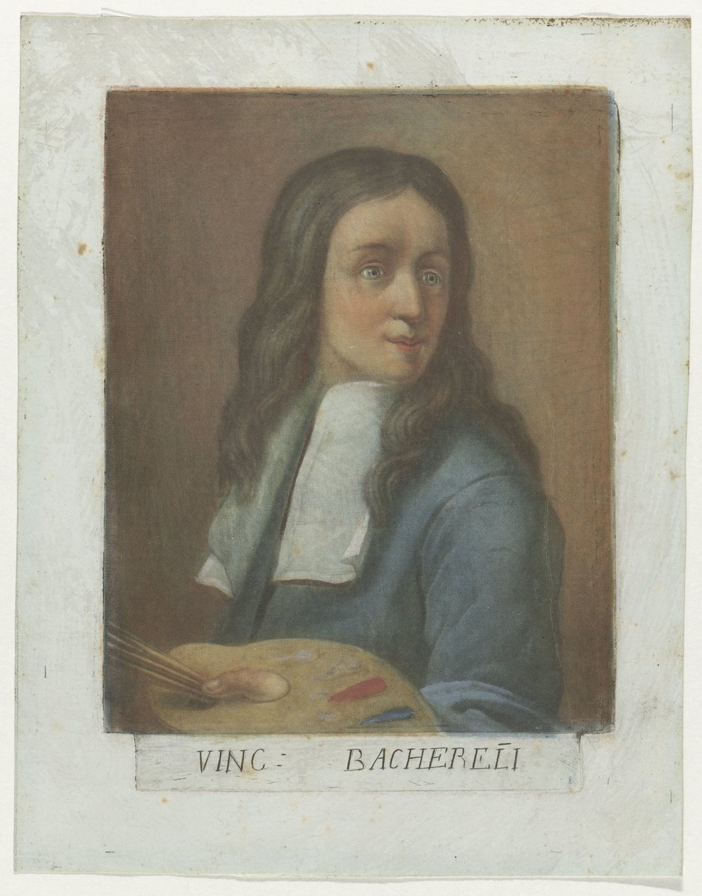 Portret van schildera Vincenzo Bachereli Kunstenaarszelfportretten in de Uffizi Gallery te Florence (tytuł serii) Autoportrety Real Galleria di Firenze (tytuł serii) autorstwa Carlo Lasinio