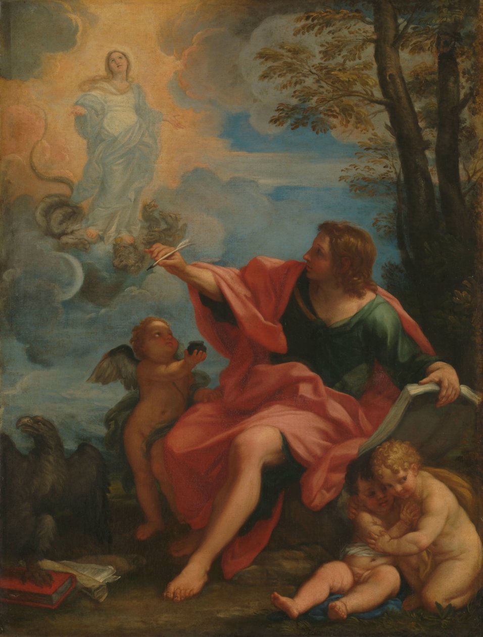 Św. Jan Ewangelista na Patmos autorstwa Carlo Maratta (circle of)