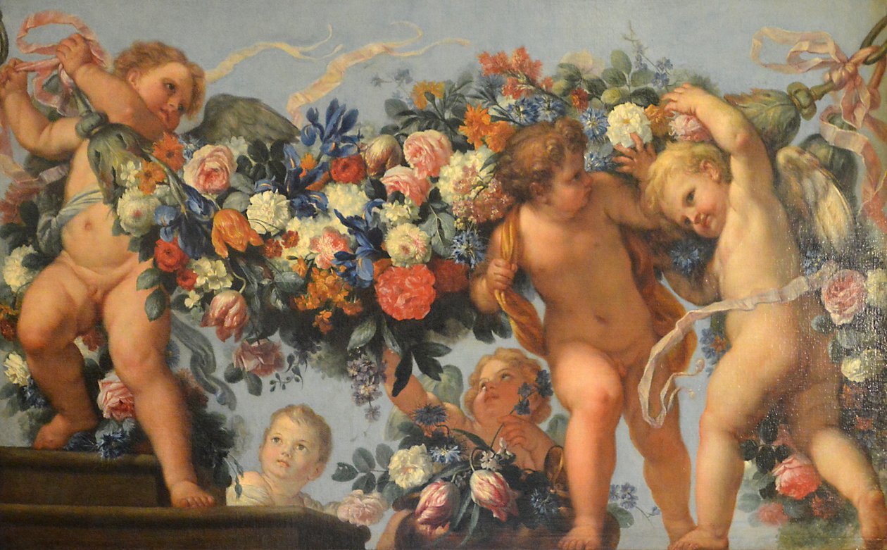Miłość i kwiatowe girlandy autorstwa Carlo Maratta