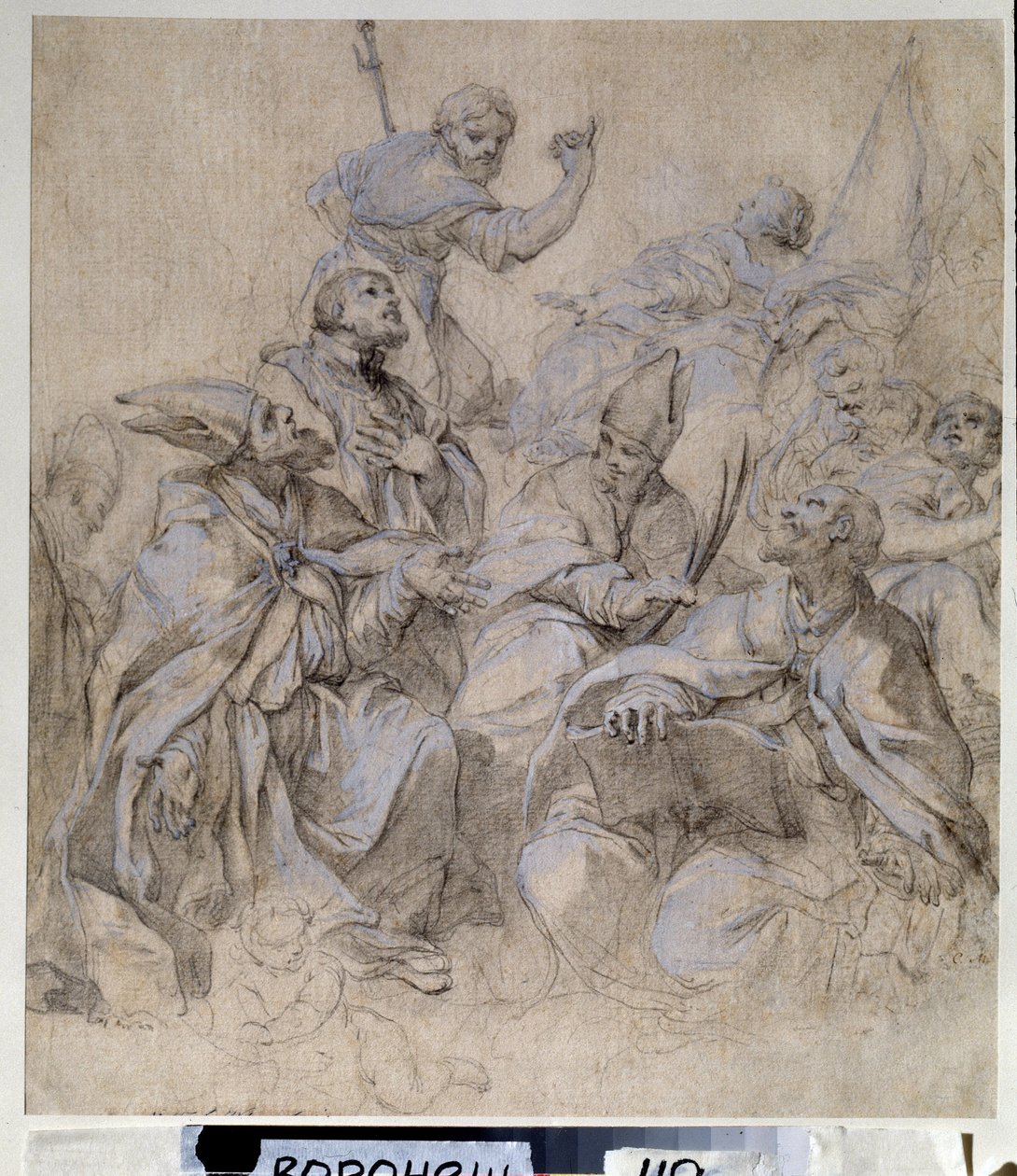 Rysunek przygotowawczy fresku dla kościoła Santa Maria del Popolo w Rzymie (gwasz i ołówek na papierze) autorstwa Carlo Maratta or Maratti