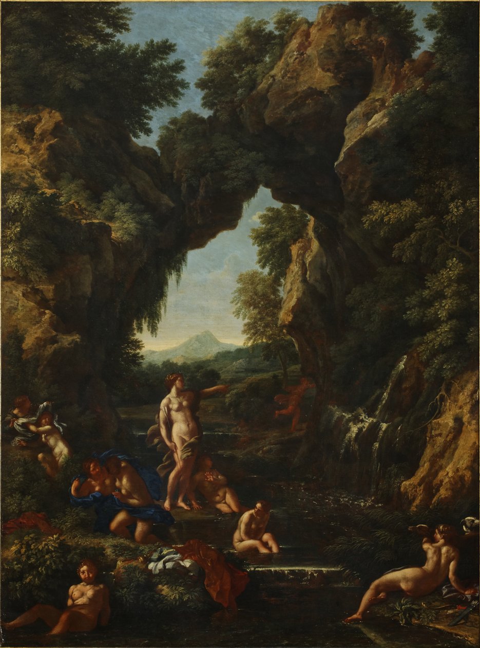 Pejzaż z Dianą i Akteonem, ok. 1657 (olej na płótnie) autorstwa Carlo Maratta or Maratti