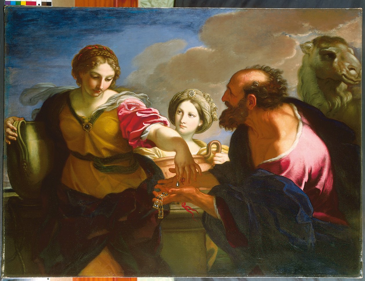Rebeka i Eliezer przy studni (olej na płótnie) autorstwa Carlo Maratta or Maratti