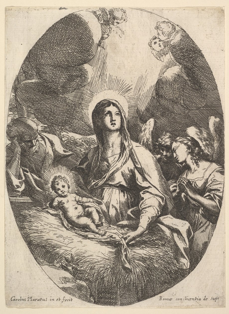 Adoracja Aniołów. autorstwa Carlo Maratta or Maratti