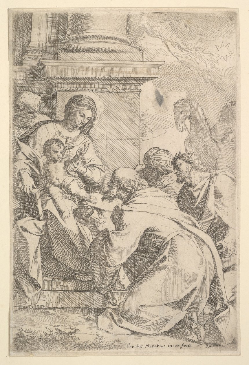 Adoracja Trzech Króli. autorstwa Carlo Maratta or Maratti