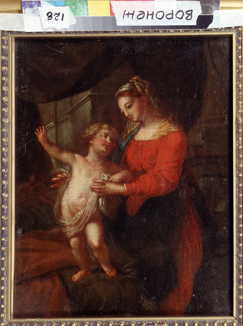 Madonna z Dzieciątkiem. Dziewica i Dziecko. Obraz Carlo Maratty (1625-1713). Sztuka w stylu włoskiego baroku. Olej na płótnie. Iwan Kramskoj (lub Kramskoj) Muzeum Sztuk Pięknych w Woroneżu (Woroneż), Rosja. autorstwa Carlo Maratta or Maratti