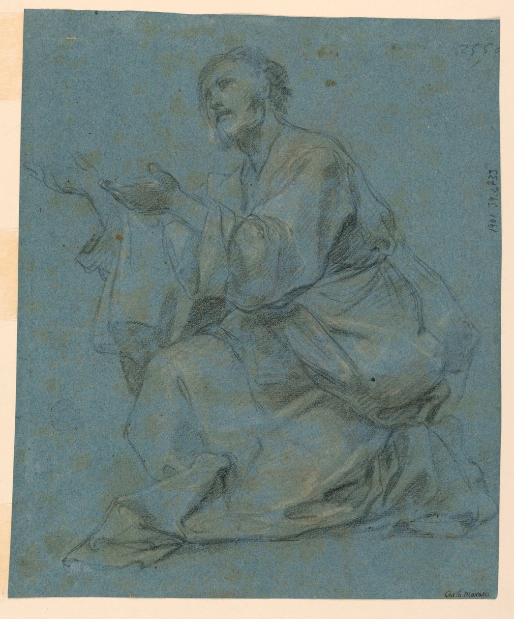 Rysunek, Studia: Dwóch siedzących mężczyzn, 1650-1675 autorstwa Carlo Maratti
