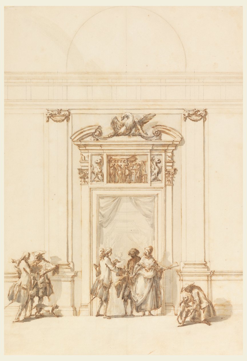 Projekt dla Portalu Północnego, Wielka Galeria, Villa Albani, Rzym, Włochy autorstwa Carlo Marchionni