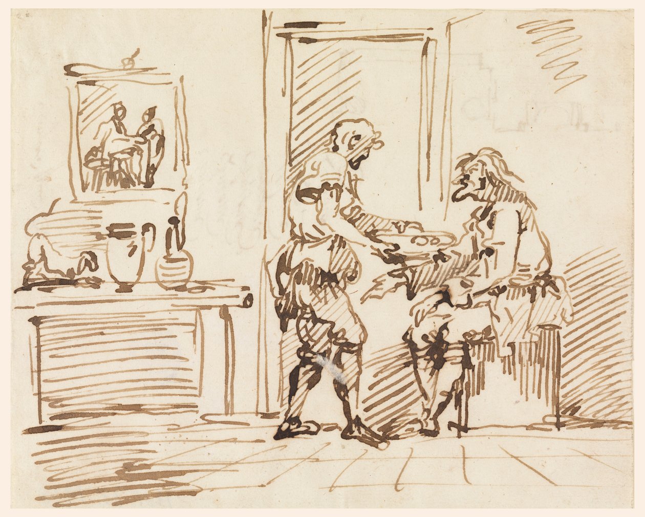 Rysunek, scena rodzajowa, 1725-50 autorstwa Carlo Marchionni