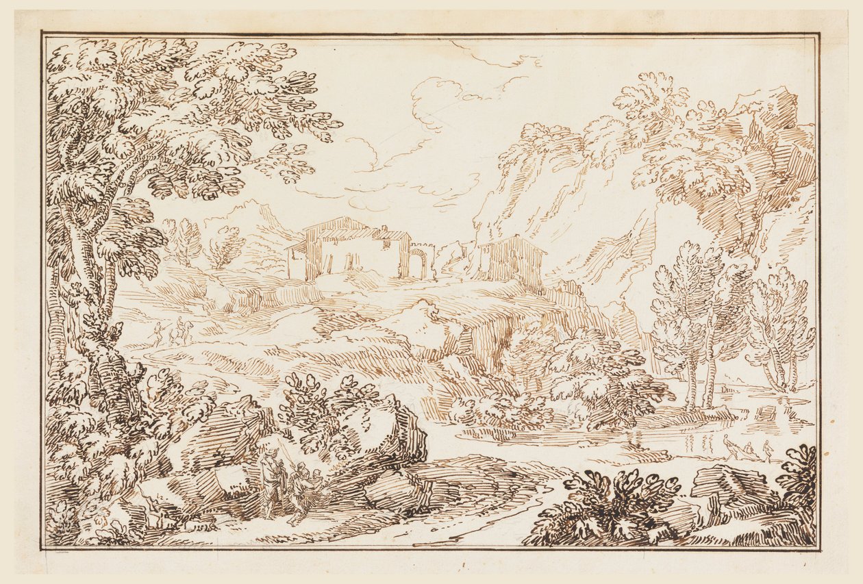 Rysunek, Pejzaż, 1770-86 autorstwa Carlo Marchionni