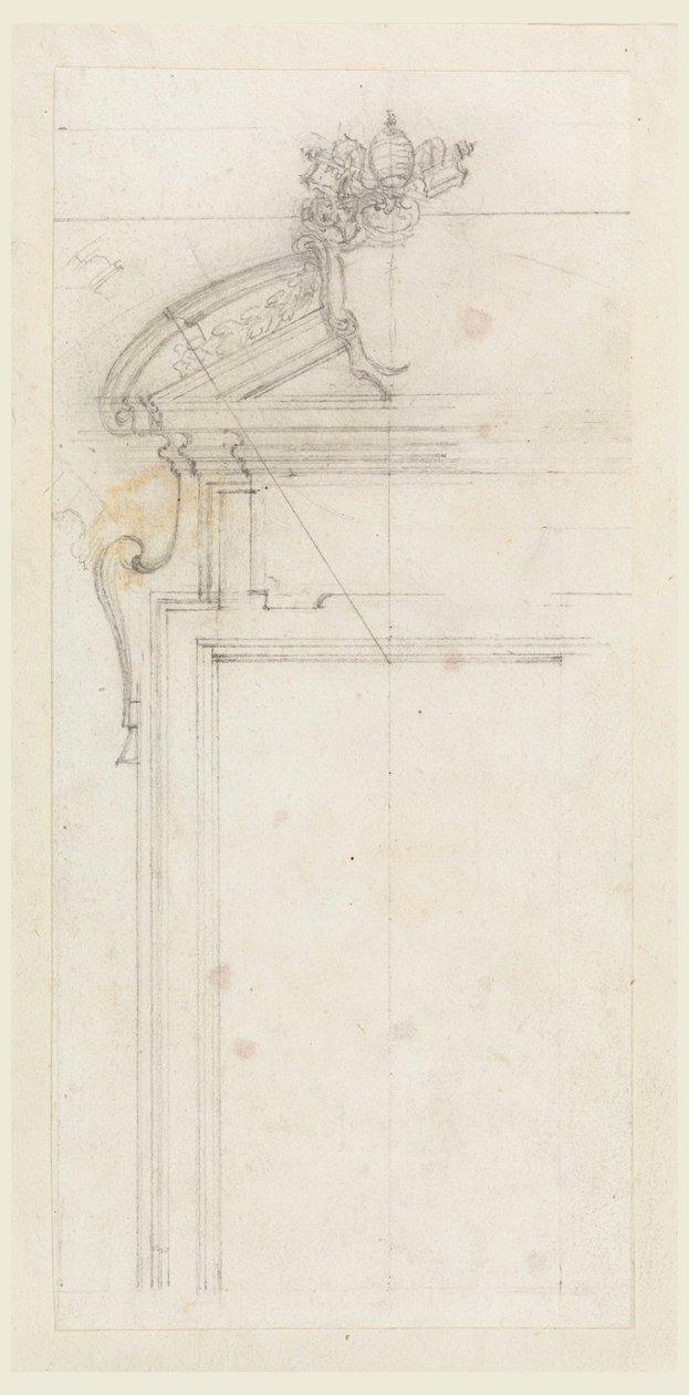 Rysunek, projekt skrzyni na drzwi, 1725-50 autorstwa Carlo Marchionni
