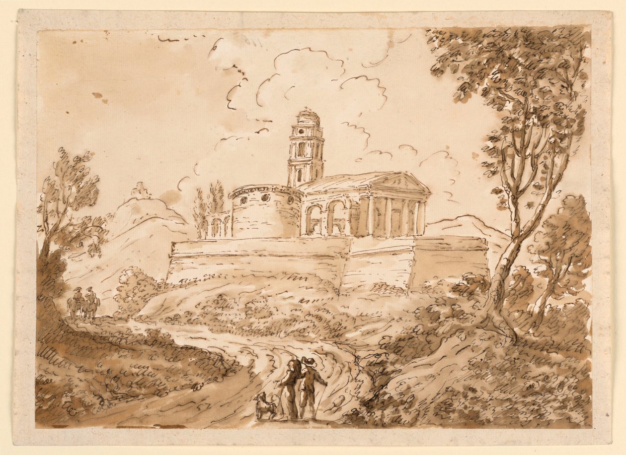 Rysunek, Postacie na drodze, połowa XVIII - koniec XVIII wieku autorstwa Carlo Marchionni