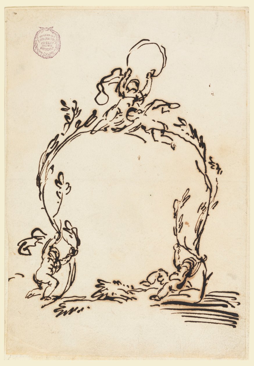 Rysunek, szkic kartusza, 1760-80 autorstwa Carlo Marchionni