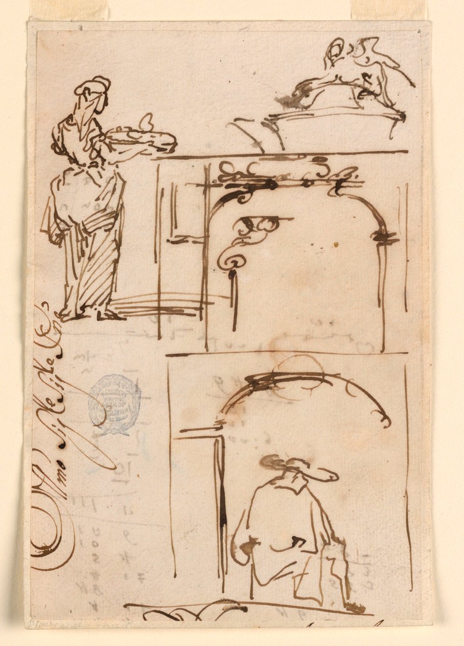Rysunki, szkice, 1725-50 autorstwa Carlo Marchionni