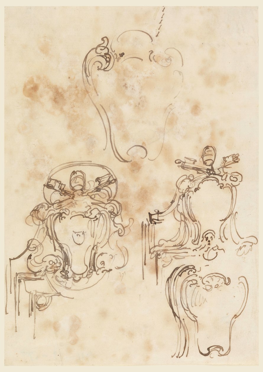 Rysunek, szkice ram i rozet, 1758-69 autorstwa Carlo Marchionni