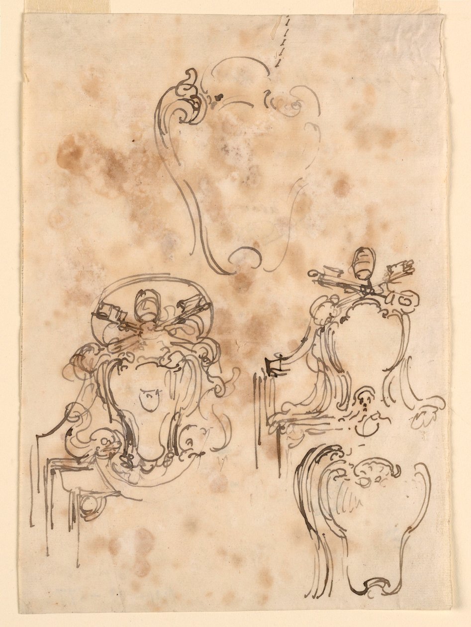 Rysunek, szkice ram i rozet, 1758-69 autorstwa Carlo Marchionni