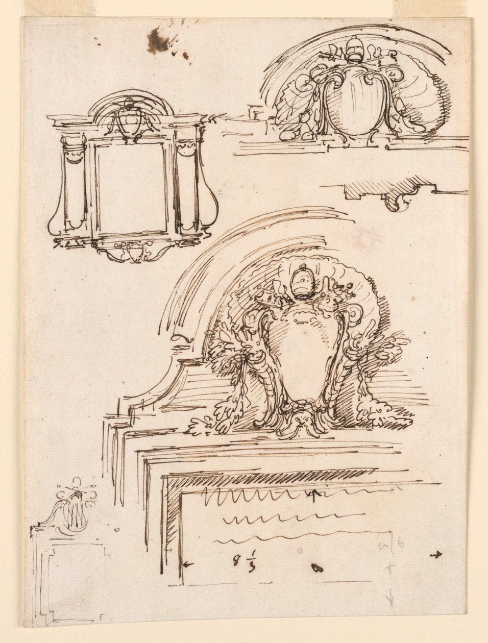 Rysunek, szkice ram do zakrystii kościoła św. Piotra, 1740-58 autorstwa Carlo Marchionni