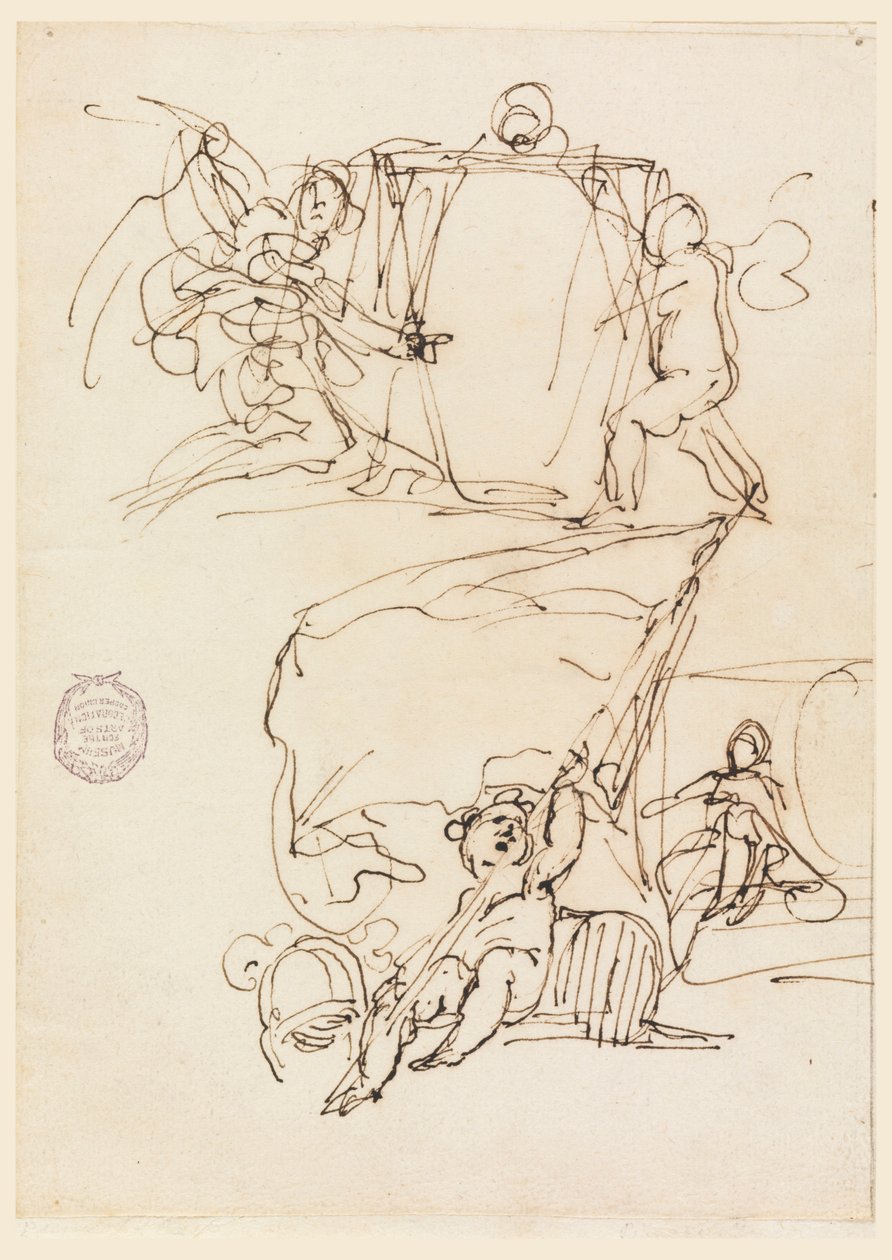 Rysunek, trzy szkice, przed 1775 r. autorstwa Carlo Marchionni