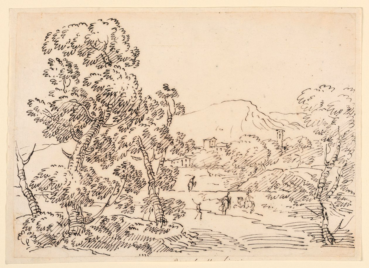 Rysunek, zalesiony krajobraz, 1750-1770 autorstwa Carlo Marchionni