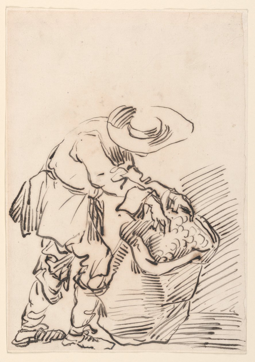 Rysunek, Pracujący chłop, 1728-78 autorstwa Carlo Marchionni
