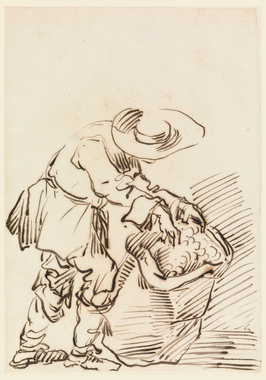 Rysunek, Pracujący chłop, 1728-78 autorstwa Carlo Marchionni